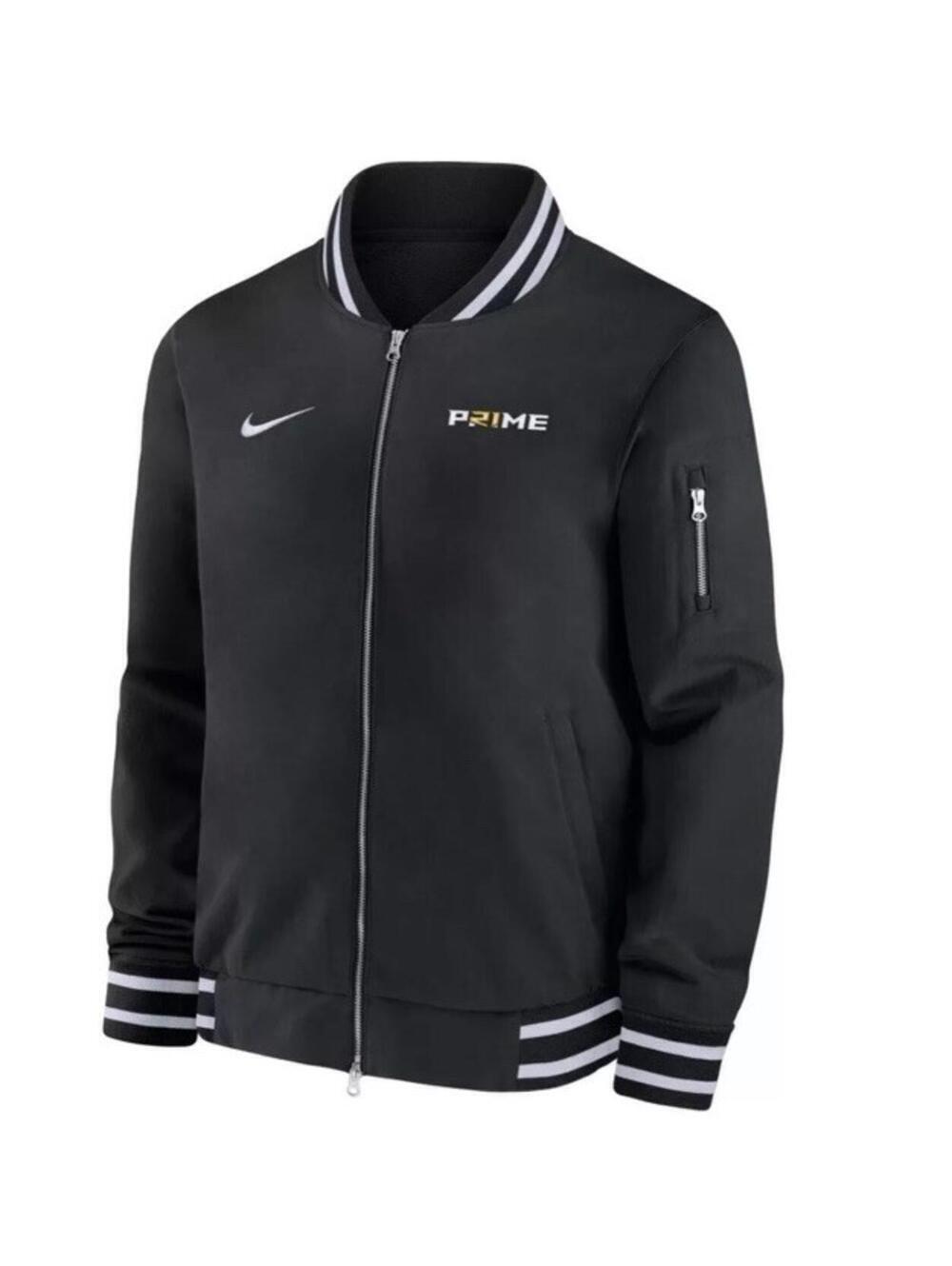$160 Men's Sz XL Nike Prime Full Zip Bomber Jacket Black Deion Sanders Colorado